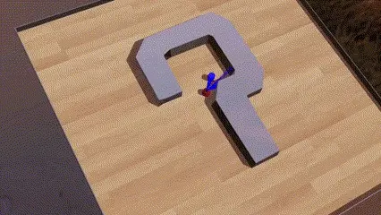 Live animated simulation showing the follower robot adjusting its speed and tracking the leader robot around sharp turns